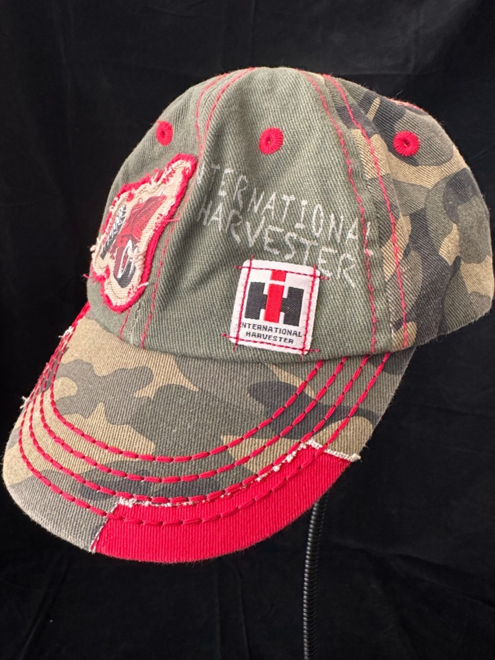 International Harvester Children’s Camouflage Baseball Cap with Red Accents